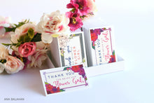 Load image into Gallery viewer, Two designs of Thank you for being our flower girl card in mix of gray magenta light and bright pink colors