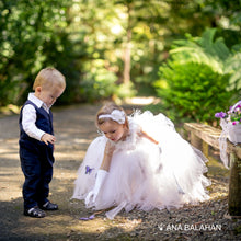 Load image into Gallery viewer, Cute little girl in white tutu dress and a boy in a gentleman suit 
