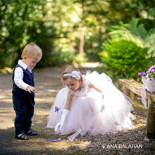 Load image into Gallery viewer, Cute little girl in white tutu dress and a boy in a gentleman suit