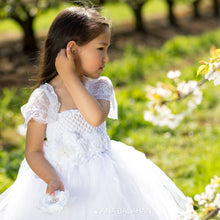 Load image into Gallery viewer, Beautiful girl in white Jasmine blossom tutu dress

