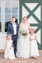 Load image into Gallery viewer, Bride and groom with two girls in Annabelle dress
