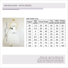 Load image into Gallery viewer, Sofia dress size chart