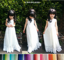 Load image into Gallery viewer, front views flower girl in Florence lace dress floor length