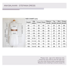 Load image into Gallery viewer, Stefania flower girl dress size chart