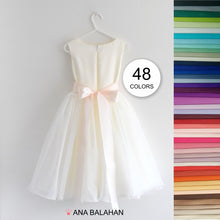 Load image into Gallery viewer, Classic style elegant simple Adelina flower girl dress back view