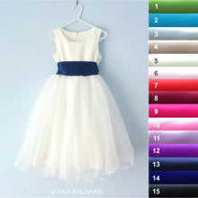 Load image into Gallery viewer, Ana Balahan flower girl dress with the 8 cm satin sash front view
