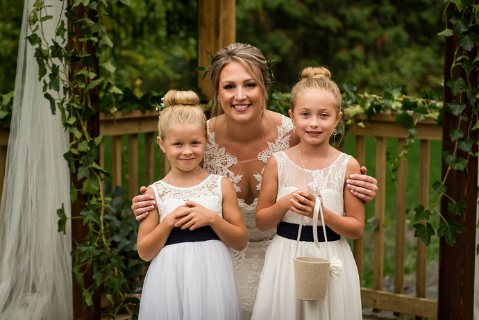 Stunning flower girl dresses at Jeff & Leya’s intimate Scottish wedding