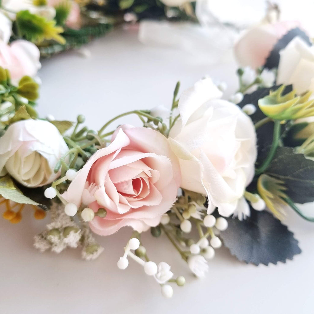 Ana Balahan Bridal ivory and blush pink flower wreath for wedding in romantic style Melbourne