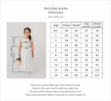 Load image into Gallery viewer, Ana Balahan Hannah Holy Communion Girl Dress Size Chart
