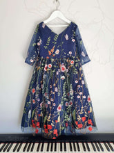 Load image into Gallery viewer, Ana Balahan Navy dress with embroidered flowers Melbourne
