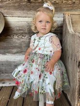 Load image into Gallery viewer, Cute little girl in floral embroidered tulle dress Ana Balahan Sydney
