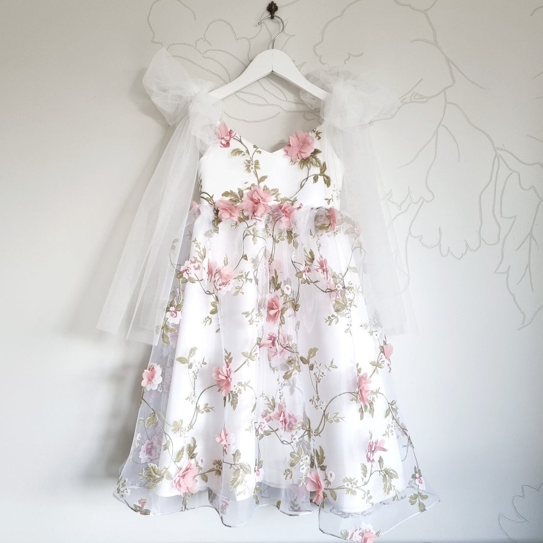 Floral tulle A line wedding flower girl dress for little girl Rosie