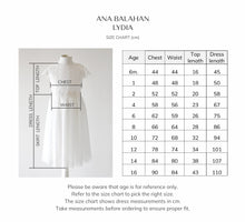 Load image into Gallery viewer, Lydia First Communion dress Size Chart Ana Balahan
