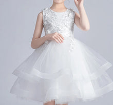 Load image into Gallery viewer, Sage dress with 3D flowers and embellishments
