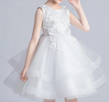 Load image into Gallery viewer, Sage dress with 3D flowers and embellishments
