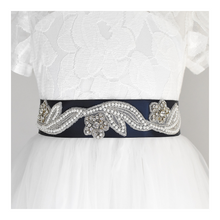 Load image into Gallery viewer, 023 Wedding belt with rhinestone applique with off white dress Ana Balahan

