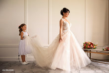 Load image into Gallery viewer, Beautiful bride with a flower girl in white classic dress Adelina 
