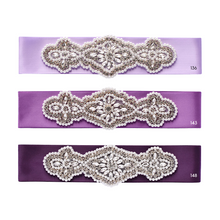 Load image into Gallery viewer, 068 Wedding sash with beads gems rhinestone applique Ana Balahan
