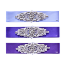 Load image into Gallery viewer, Wedding sash with beads gems rhinestone applique

