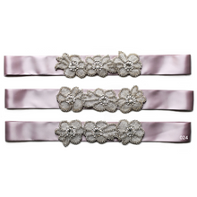 Load image into Gallery viewer, Beautiful bridal sash with a flower style rhinestone applique Ana Balahan
