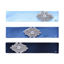 Load image into Gallery viewer, 138 Baptism satin belt with rhinestone applique beads gems Ana Balahan
