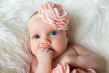 Load image into Gallery viewer, Little baby girl with floral headpiece
