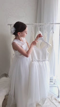 Load and play video in Gallery viewer, Ana Balahan Girl in Patricia First communion lace dress with lacing Melbourne Australia
