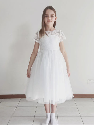 Libby soft white color dress with heart on the back Ana Balahan