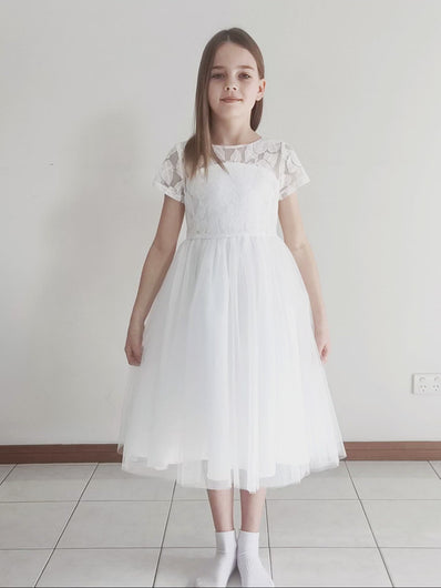 Libby soft white color dress with heart on the back Ana Balahan