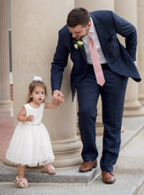 Load image into Gallery viewer, Adelina dress Ana Balahan Groom with a girl wearing comfortable ivory dress
