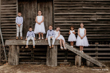 Load image into Gallery viewer, Adelina dress Ana Balahan flower girls and page boys at wedding

