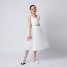 Load image into Gallery viewer, Ana Balahan Adelina light ivory elegant flower girl dress front view
