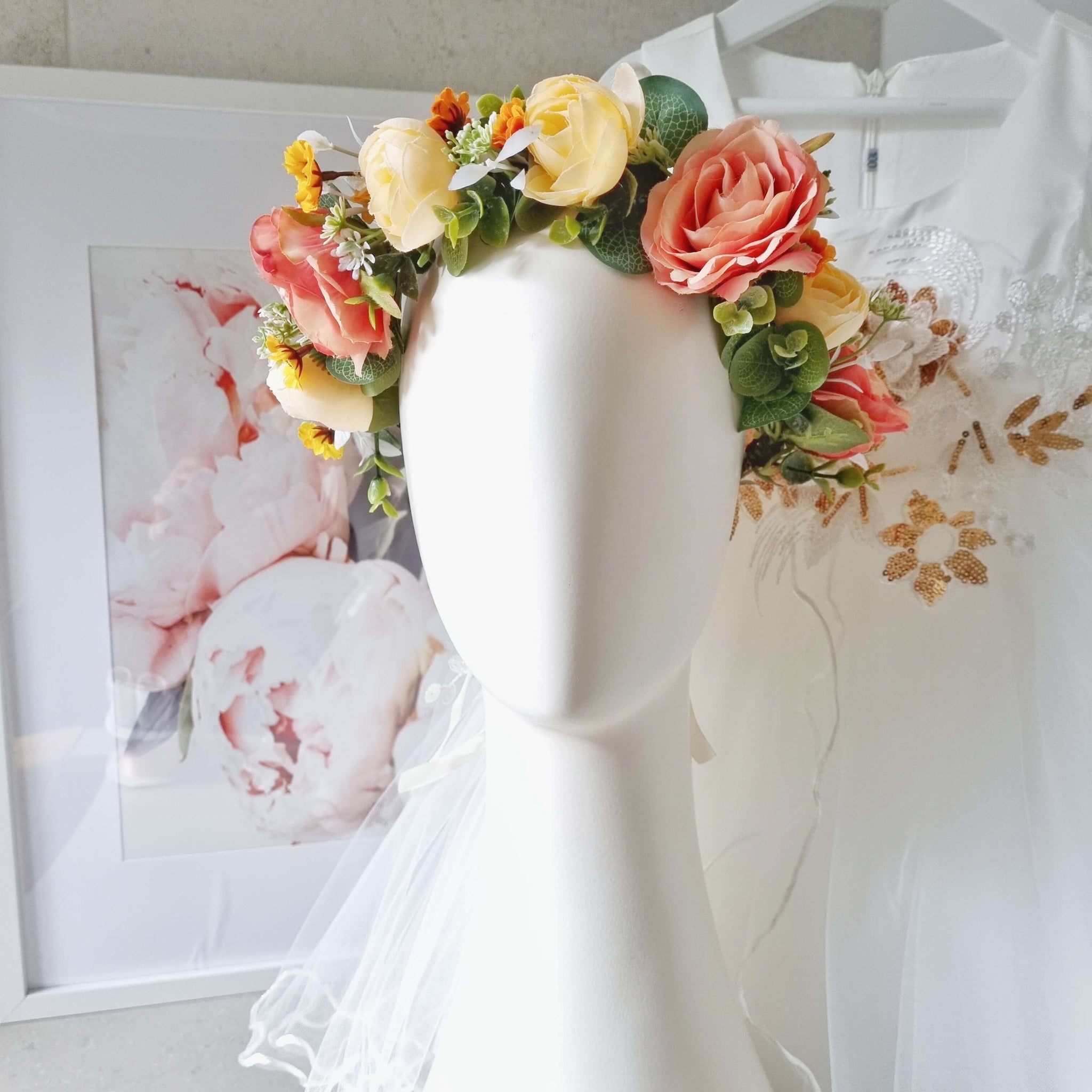 Blumenkrone Headband Aus Rosa Blüten – Brautjungfern, Hochzeit, Festival, Party-Deko, Blütendurchmesser Ca. 4,5 Cm
