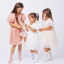 Load image into Gallery viewer, Ana Balahan Camila Light Ivory Champagne and Dusty Rose Color Dresses Three Girls in cute flower girl dresses Melbourne Australia
