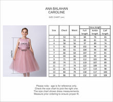 Load image into Gallery viewer, Ana Balahan Caroline Made to measure Beautiful Flower Girl Dress Size Chart
