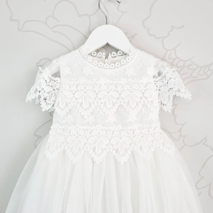 Ana Balahan Chloe First Communion Girl Lace Dress With Short Sleeves