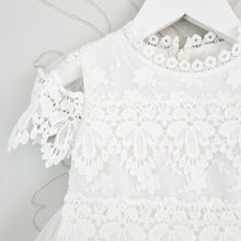 Load image into Gallery viewer, Ana Balahan Chloe Girl Lace Dress With Front View Short Sleeves Close Up
