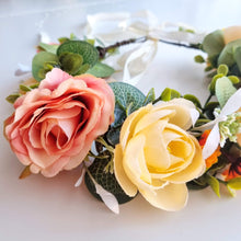 Load image into Gallery viewer, Ana Balahan Colourful garden roses flower wreath for romantic look close up Sydney Australia
