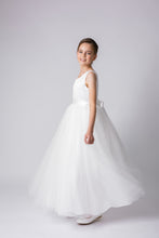 Load image into Gallery viewer, Ana Balahan Grace Full Length Satin and Tulle V neck flower girl dress
