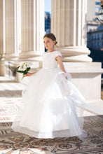 Load image into Gallery viewer, Ana Balahan Lourdes girl in festive full length first communion dress with train Adelaide
