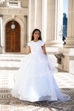 Load image into Gallery viewer, Ana Balahan Lourdes tween girl in light blue ball gown with multilayered skirt Sydney
