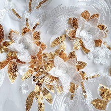 Load image into Gallery viewer, Ana Balahan Luisa White and gold color fluffy dress closeup details Australia
