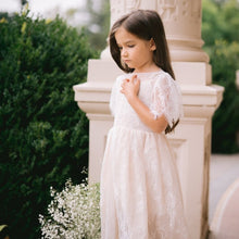 Load image into Gallery viewer, Ana Balahan Olivia little girl in beautiful long lace dress with flowers Australia
