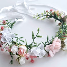Load image into Gallery viewer, Ana Balahan Pink white and green flower crown for girls Sydney
