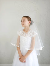 Load image into Gallery viewer, Ana Balahan White Wedding Veil with trim Gold Coast
