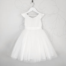 Load image into Gallery viewer, Ana Balahan Della Light Ivory Dress With Short Sleeves And Big Bow Front View

