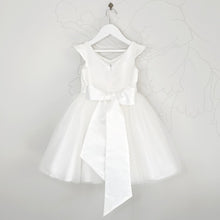 Load image into Gallery viewer, Ana Balahan Della Light Ivory Dress With Short Sleeves Back View
