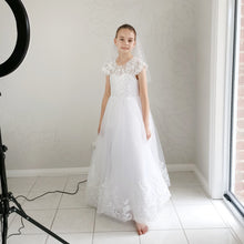 Load image into Gallery viewer, Ana Balahan Josephine Made to order First Communion Dress On Model
