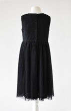 Load image into Gallery viewer, Anna Black seqiun dress with pleated skirt back view Ana Blahan
