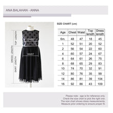Load image into Gallery viewer, Anna black dress, Size chart, Ana Balahan
